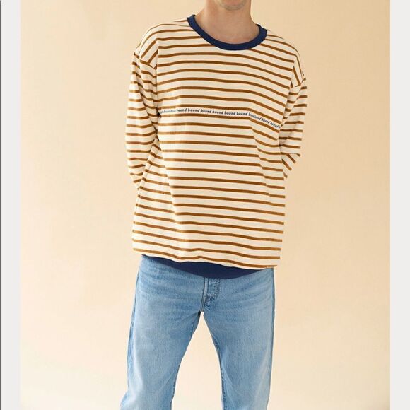 𝅺BOUND Cream x Camel Contrast Stripe Sweater NWT - Picture 7 of 7